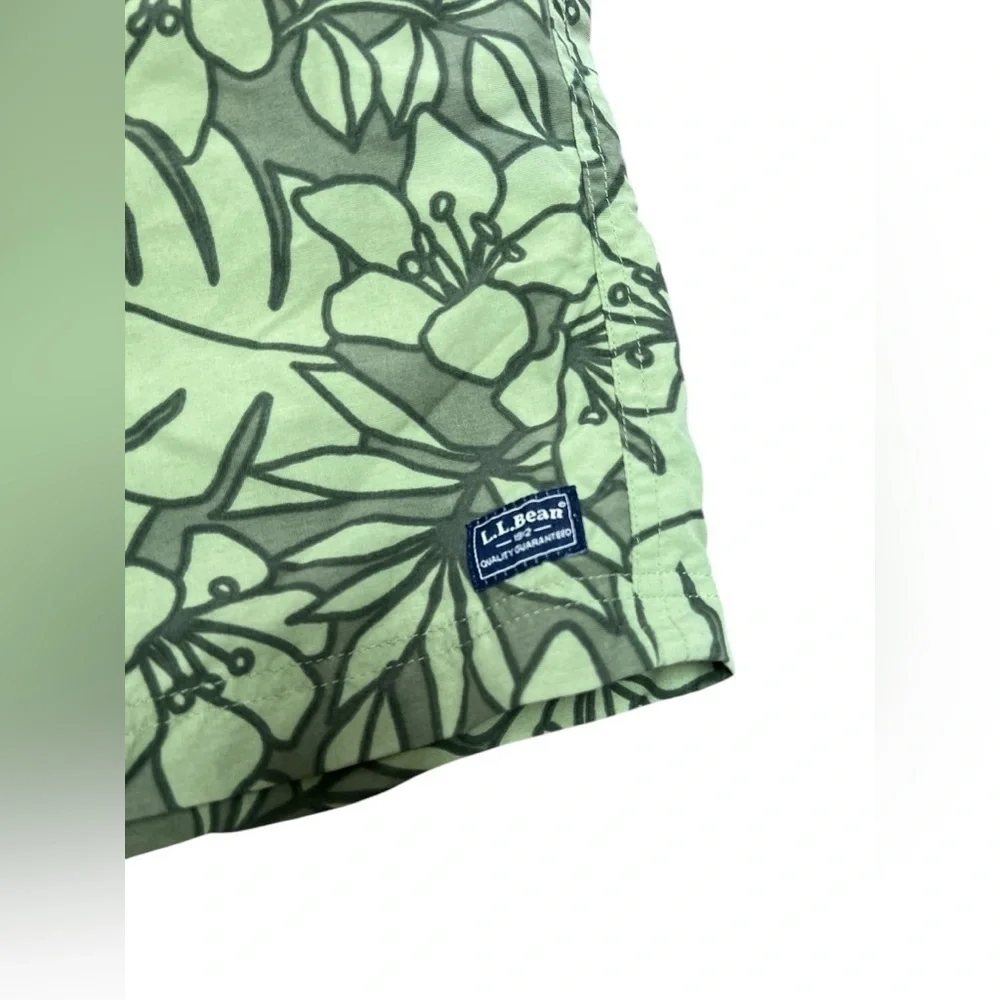 L.L Bean green floral swim trunks
